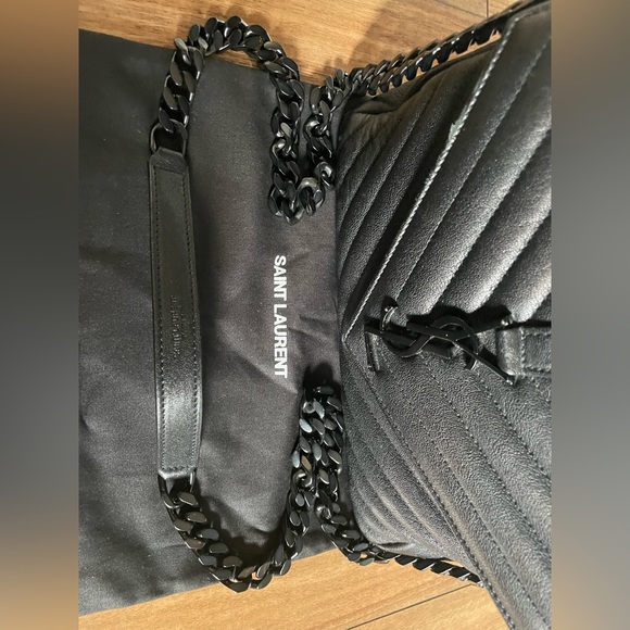 🔥🔥RARE~YSL Medium College ALL Black Hardware BLCK on BLCK is the NEW BLCK🖤 - Picture 10 of 11